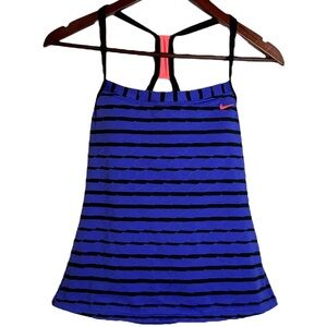 Nike Purple Black Stripes Racerback Tank Top Built in Shelf Bra Padded 6